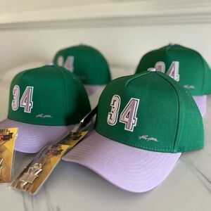 Green and Purple Cap with Number 34